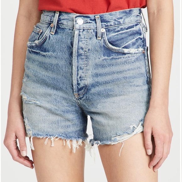 Agolde Dee Ultra High Rise Cutoff Denim Shorts - Picture 1 of 5